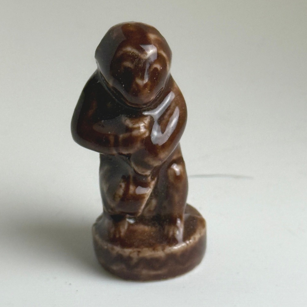Vintage Wade Whimsies Red Rose Tea Monkey Miniature Brown Glazed Figurine